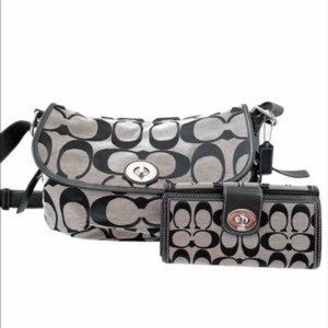 Coach Canvas Signature Turn Lock Crossbody Set